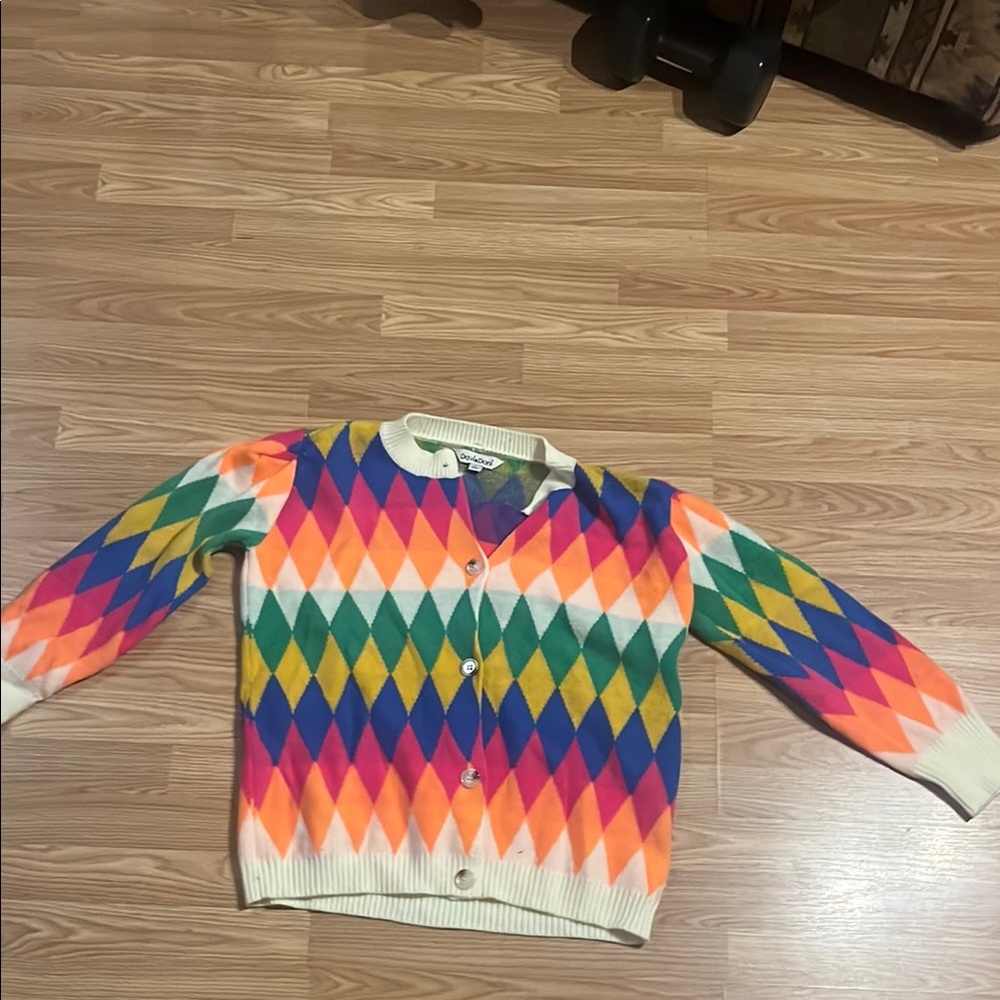 Colorful Diamond Pattern Cardigan